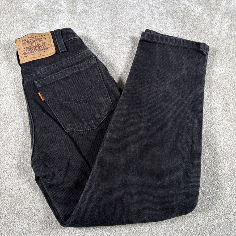 Vintage Little Levis Kids 550 Slim Fit Dark Gray 7X (FITS 20 X 21)Orange Tab 90s